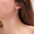 Petites boucles d'oreilles fines argent pierre Onyx noir Petites boucles d'oreilles fines argent pierre Onyx noir