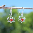 Petites boucles d'oreilles Lotus argent pierre Cornaline Petites boucles d'oreilles Lotus argent pierre Cornaline