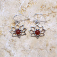 Petites boucles d'oreilles Lotus argent pierre Cornaline Petites boucles d'oreilles Lotus argent pierre Cornaline