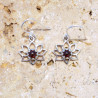 Petites boucles d'oreilles Lotus argent pierre Grenat