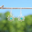 Petites boucles d'oreilles Lotus argent pierre Agate verte Petites boucles d'oreilles Lotus argent pierre Agate verte