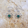 Petites boucles d'oreilles Lotus argent pierre Agate verte Petites boucles d'oreilles Lotus argent pierre Agate verte