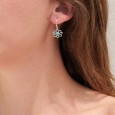 Petites boucles d'oreilles Lotus argent pierre Howlite bleue
