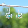 Petites boucles d'oreilles Lotus argent pierre Howlite bleue