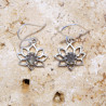 Petites boucles d'oreilles Lotus argent pierre Labradorite