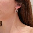Petites boucles d'oreilles Lotus argent pierre Onyx noir Petites boucles d'oreilles Lotus argent pierre Onyx noir