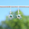 Petites boucles d'oreilles Soleil argent pierre Malachite
