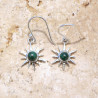 Petites boucles d'oreilles Soleil argent pierre Malachite