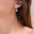 Petites boucles d'oreilles triangulaires argent ajouré et Perle