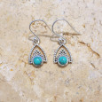 Petites boucles d'oreilles triangulaires argent ajouré et Howlite bleue