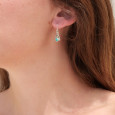 Petites boucles d'oreilles triangulaires argent ajouré et Howlite bleue
