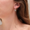 Petites boucles d'oreilles triangulaires argent ajouré et Onyx noir