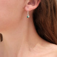 Petites boucles d'oreilles triangulaires argent ajouré et Malachite