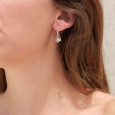 Petites boucles d'oreilles triangulaires argent ajouré et Pierre de lune