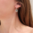 Petites boucles d'oreilles Lotus argent et pierre Malachite
