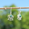 Petites boucles d'oreilles Lotus argent et pierre Malachite