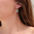 Petites boucles d'oreilles Lotus argent et pierre Agate verte