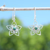 Boucles d'oreilles fleurs ajourées argent et pierre Malachite