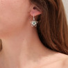 Boucles d'oreilles fleurs ajourées argent et pierre Malachite