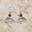 Boucles d'oreilles éventail ajourées argent et pierre Cornaline