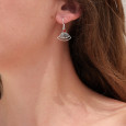Boucles d'oreilles éventail ajourées argent et pierre Cornaline