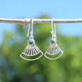 Boucles d'oreilles éventail ajourées argent et pierre Malachite