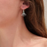 Boucles d'oreilles éventail ajourées argent et pierre Malachite