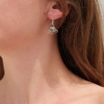 Boucles d'oreilles éventail ajourées argent et pierre Grenat