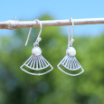 Boucles d'oreilles éventail ajourées argent et Perle de culture