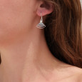 Boucles d'oreilles éventail ajourées argent et Perle de culture
