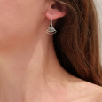 Boucles d'oreilles éventail ajourées argent et pierre Onyx noir