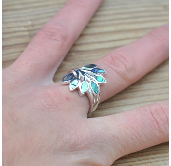 Idee cadeau bague arbre en argent 925 et Abalone