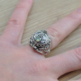 Grosse bague poison massive argent ciselé pierre en Péridot facettée (vert) T51 Grosse bague poison massive argent ciselé pierre en Péridot facettée (vert) T51