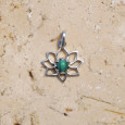 Petit pendentif Lotus argent pierre Malachite