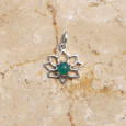 Petit pendentif Lotus argent pierre Agate verte