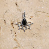 Petit pendentif fin ajouré argent pierre Onyx noir