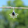 Petit pendentif fin ajouré argent pierre Onyx noir