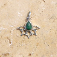 Petit pendentif fin ajouré argent pierre Malachite