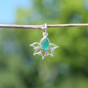 Petit pendentif fin ajouré argent pierre Agate verte