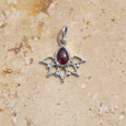 Petit pendentif fin ajouré argent pierre Grenat