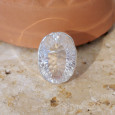 Bague ovale Cristal de roche concave et argent T56