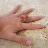Bague rectangulaire argent et Pierre de soleil T58