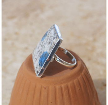 Grosse bague trapèze pierre Jaspe K2 et argent T58