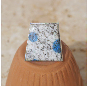 Grosse bague trapèze pierre Jaspe K2 et argent T58