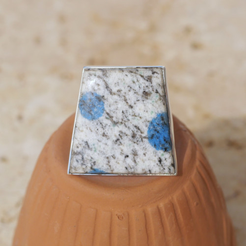 Grosse bague trapèze pierre Jaspe K2 et argent T58