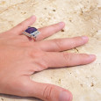 Bague argent grosse pierre rectangulaire Améthyste T54