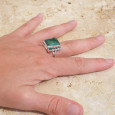 Bague argent grosse pierre rectangulaire Malachite T59