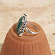 Bague argent grosse pierre rectangulaire Malachite T59