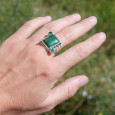 Bague argent grosse pierre rectangulaire Malachite T59