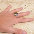 Bague argent grosse pierre rectangulaire Oeil de tigre T59 Bague argent grosse pierre rectangulaire Oeil de tigre T59